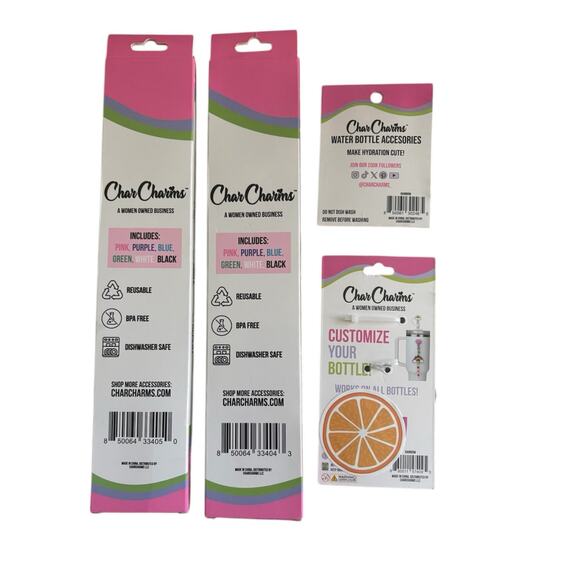 NEW CharCharms 40 oz. Colorful Tumbler Straws & Rainbow Charm Accessory Bundle - Picture 7 of 8